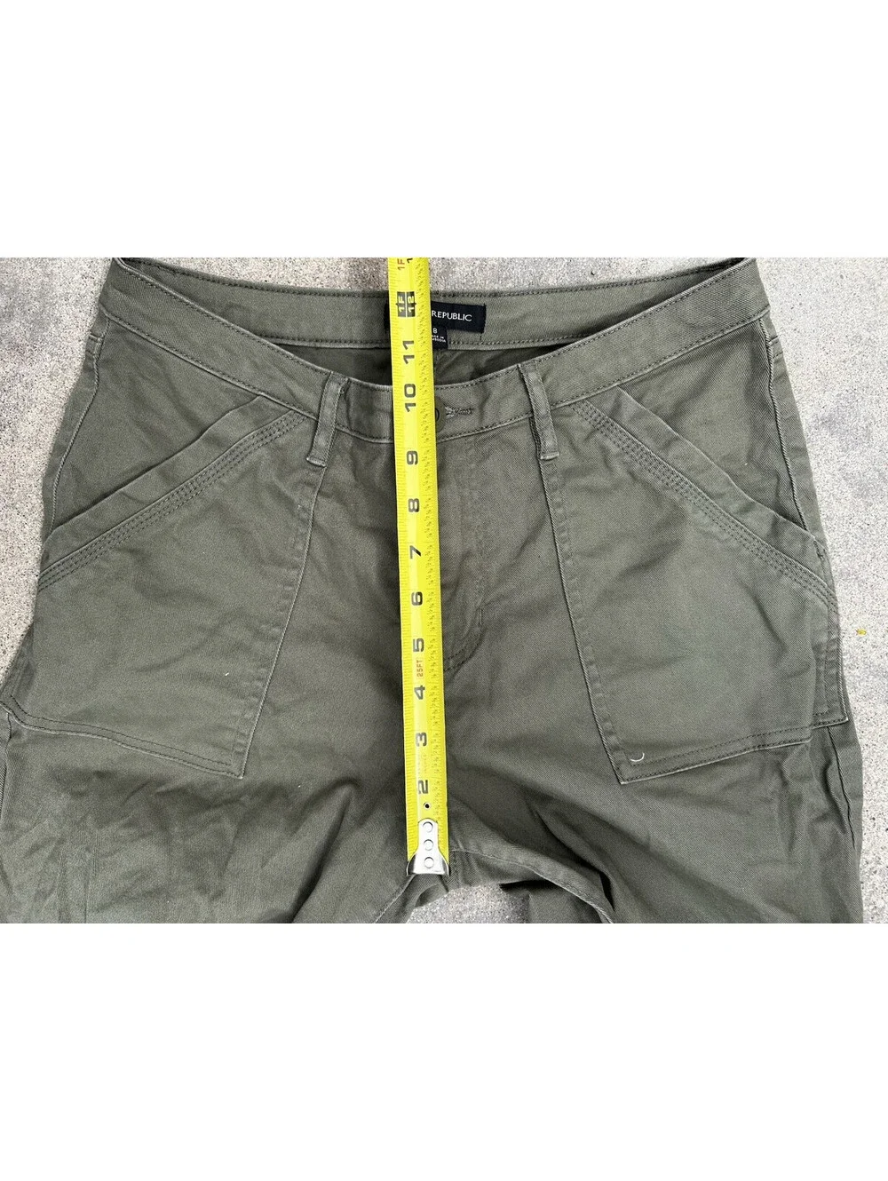 Banana Republic Pant Women 8 Utility Pockets Regular Fit Olive Gree Cotton Chino